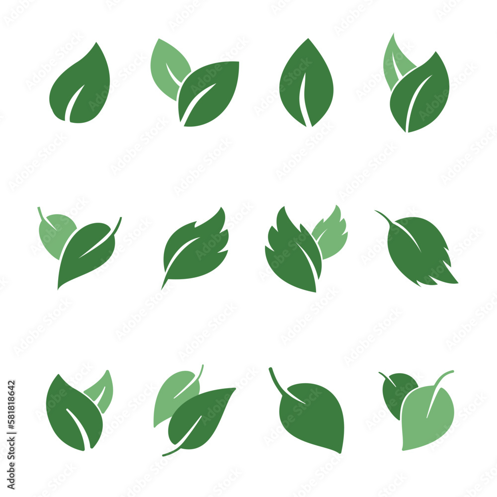 Vector green leaves icons Vector green leaves icons