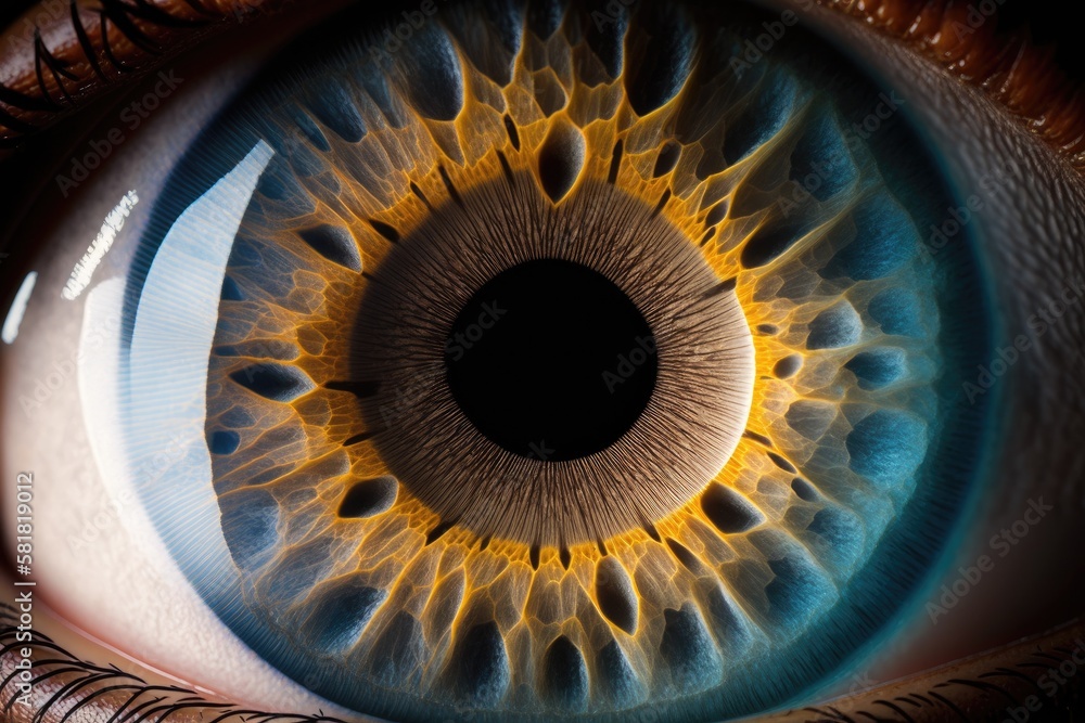 Close up color image of a human eye. Generative AI