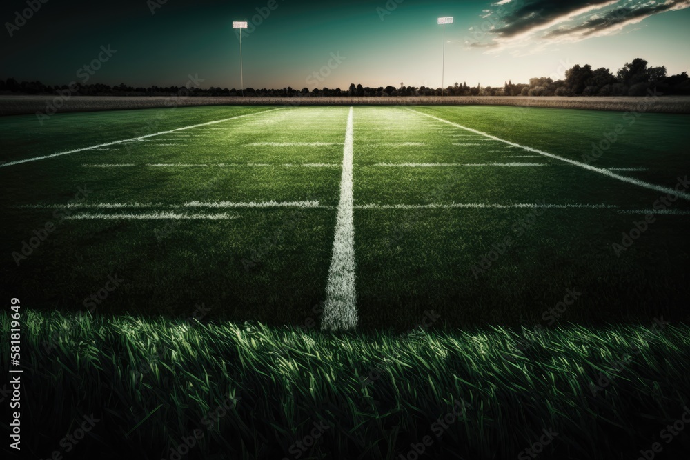 football field with a background of green grass. Generative AI