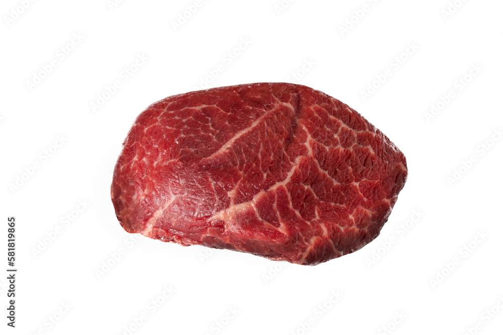 Fresh raw beef steak isolated on white on invisibly backgroung