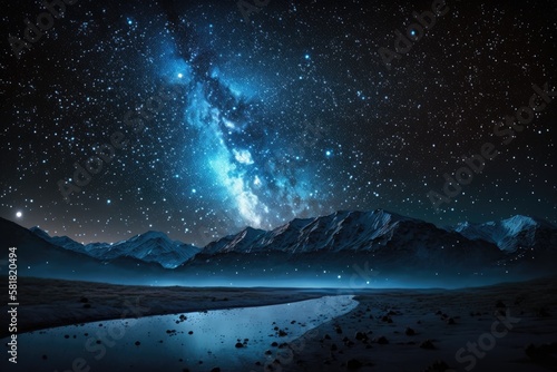 Starry night sky with a genuine astro background. Generative AI © AkuAku