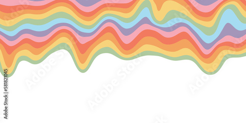 Retro rainbow dripping isolated background. Trendy distorted colorful in vintage y2k style. Psychedelic hippie pattern, trippy acid poster.