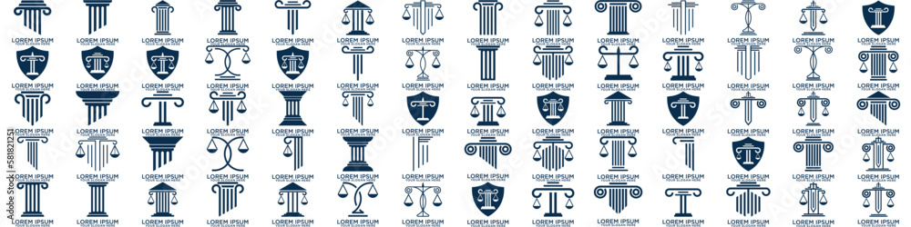 Obraz premium Simple elegant law firm logo collection , justice logo set , blue and white background