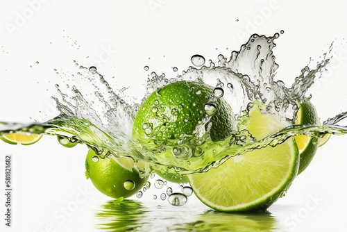 Splash of Freshness: A Lime Falling into Water - Generative ai