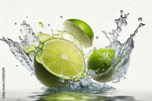  A Lime Slice Dropped in Water - Generative ai