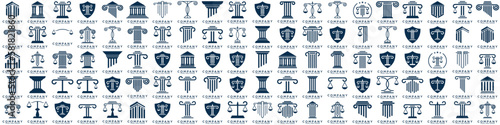 Simple elegant law firm logo collection , justice logo set , blue and white background