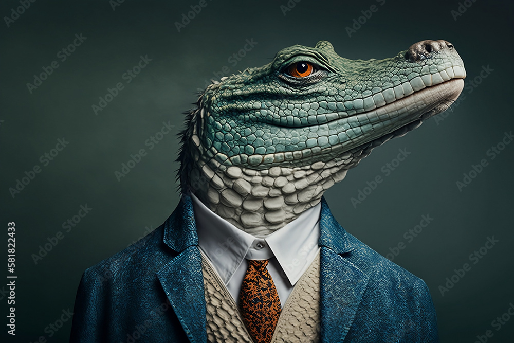The alligator in a business suit: a fierce and formidable executive. Generative AI The alligator in a business suit: a fierce and formidable executive. Generative AI