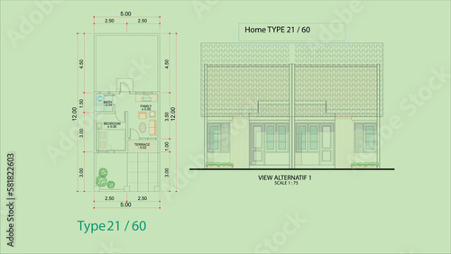 Simple minimalist home layout blueprint