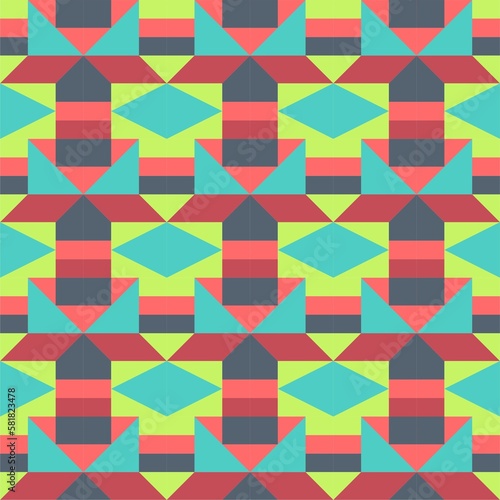 Beautiful of Colorful Triangle and Square, Repeated, Abstract, Illustrator Pattern Wallpaper. Image for Printing on Paper, Wallpaper or Background, Covers, Fabrics