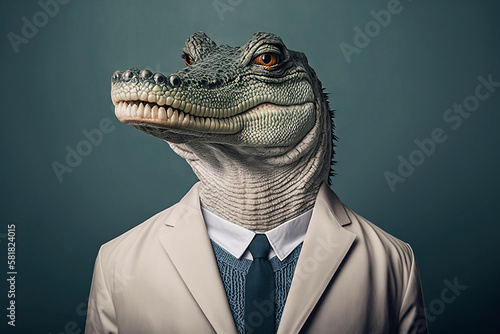 The crocodile in a business suit: a sharp and dangerous businessman. Generative AI © ShadowHero
