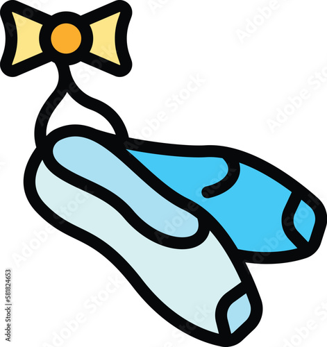 Training pointe shoes icon. Outline training pointe shoes vector icon for web design isolated on white background color flat