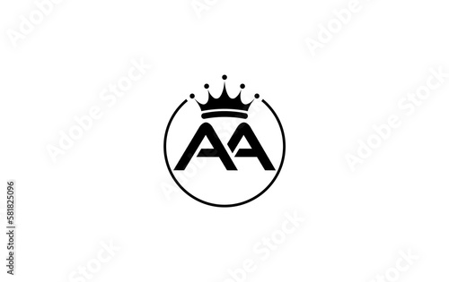 Golden crown logo art and crown symbol design by letter AA