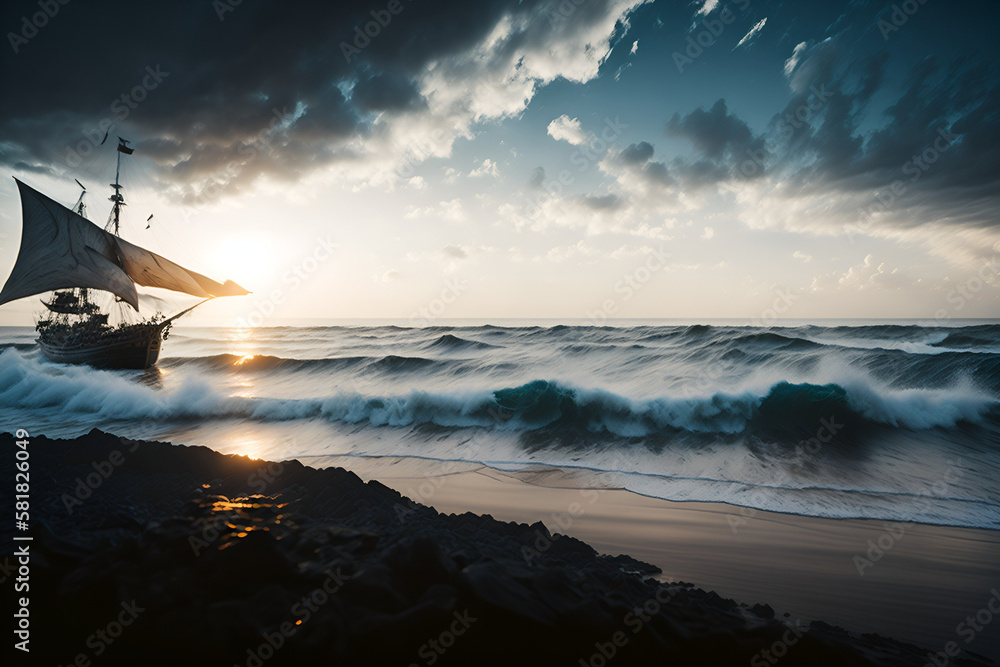 sailboat at sunset