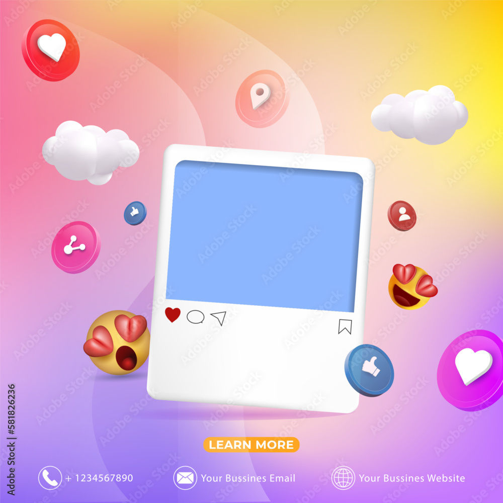 editable social media post template. 3D social media marketing banner ads. editable social media post template. 3D social media marketing banner ads.