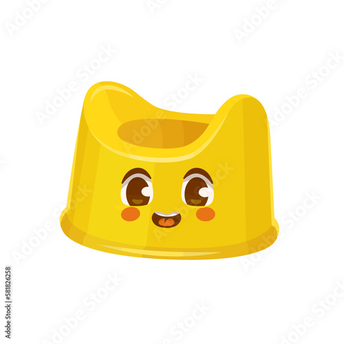 Cute potty character, a childrens toilet. Vector illustration.
