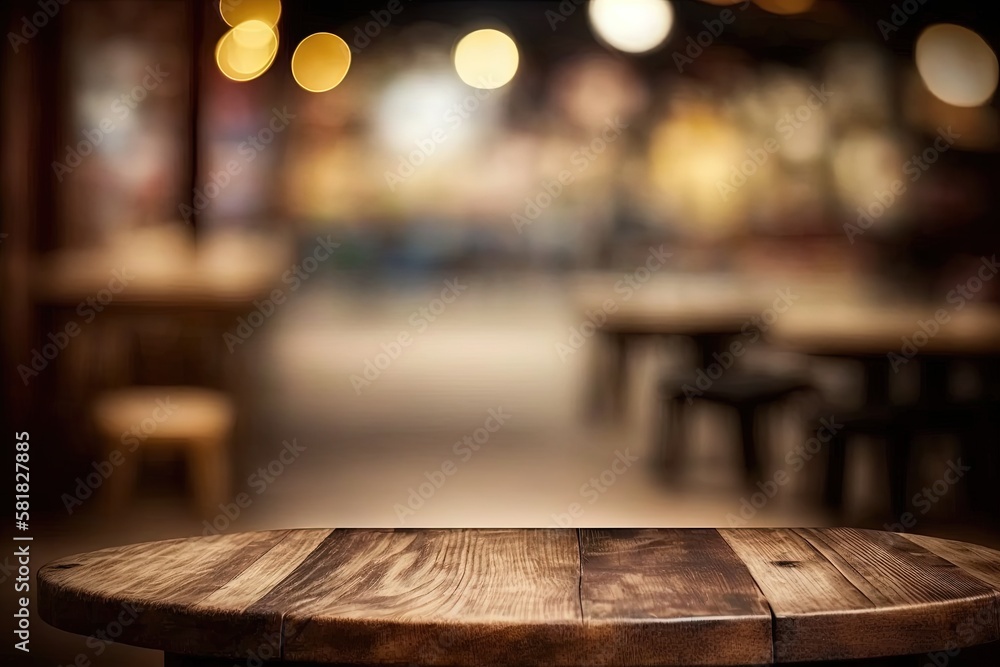 Rustic Cafe Charm: Table Setting with Blurred Restaurant or coffee shop  Background AI Generative
