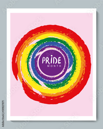 Rainbow LGBT Circle Pink Background