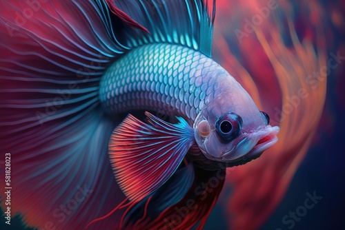 Close-up shot of beautiful beta fish. Generative AI.