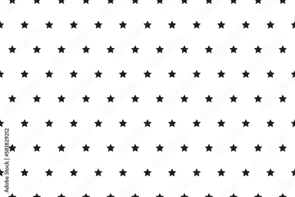 small black star polka dot pattern on white background.
