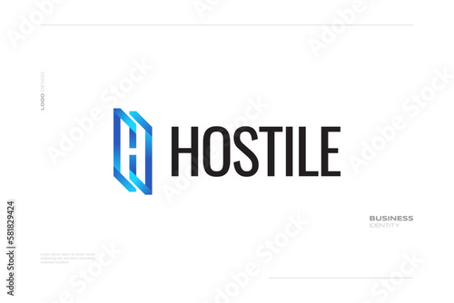 Modern and Unique Letter H Logo Design with Blue Gradient Style and Negative Space Concept