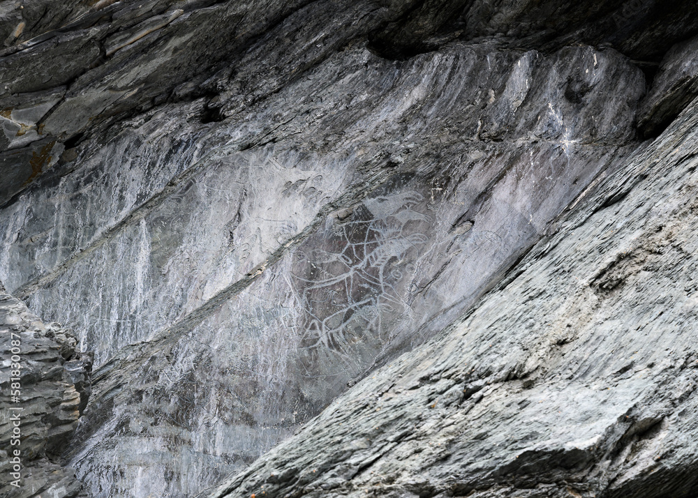 Petroglyph carved on a rock depicting moose animals dated 35-1 centuries BC on the banks of the Tom River in Siberia Petroglyph carved on a rock depicting moose animals dated 35-1 centuries BC on the banks of the Tom River in Siberia