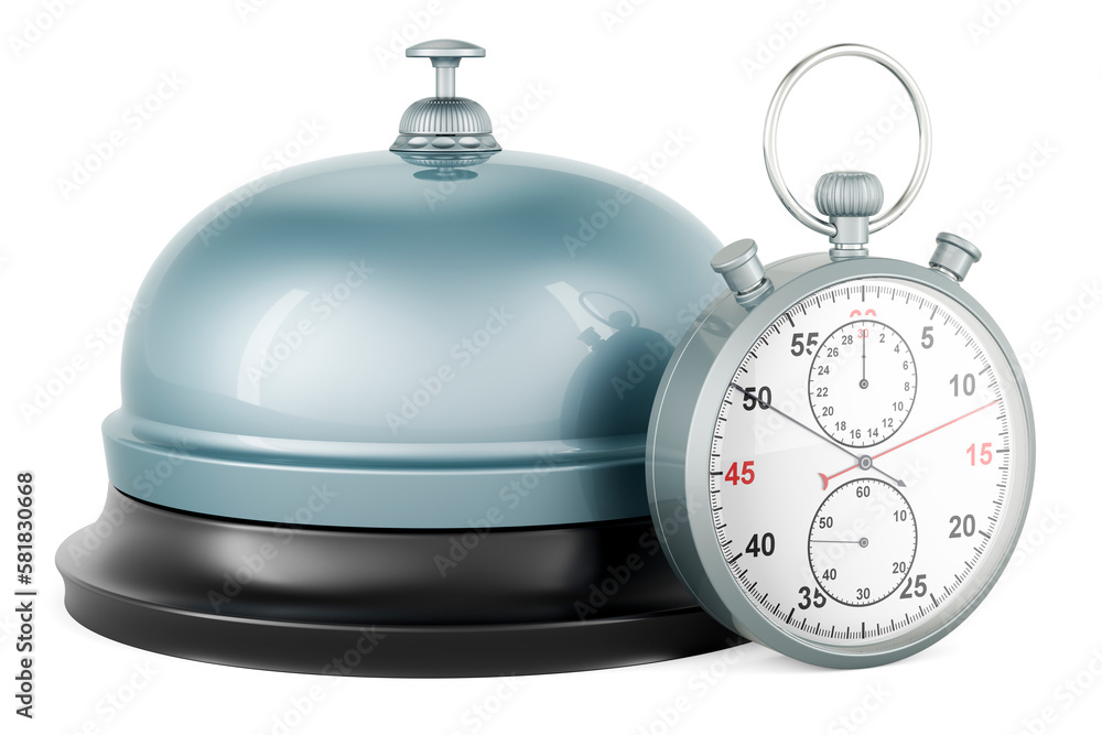 Obraz premium Stopwatch with reception bell, 3D rendering