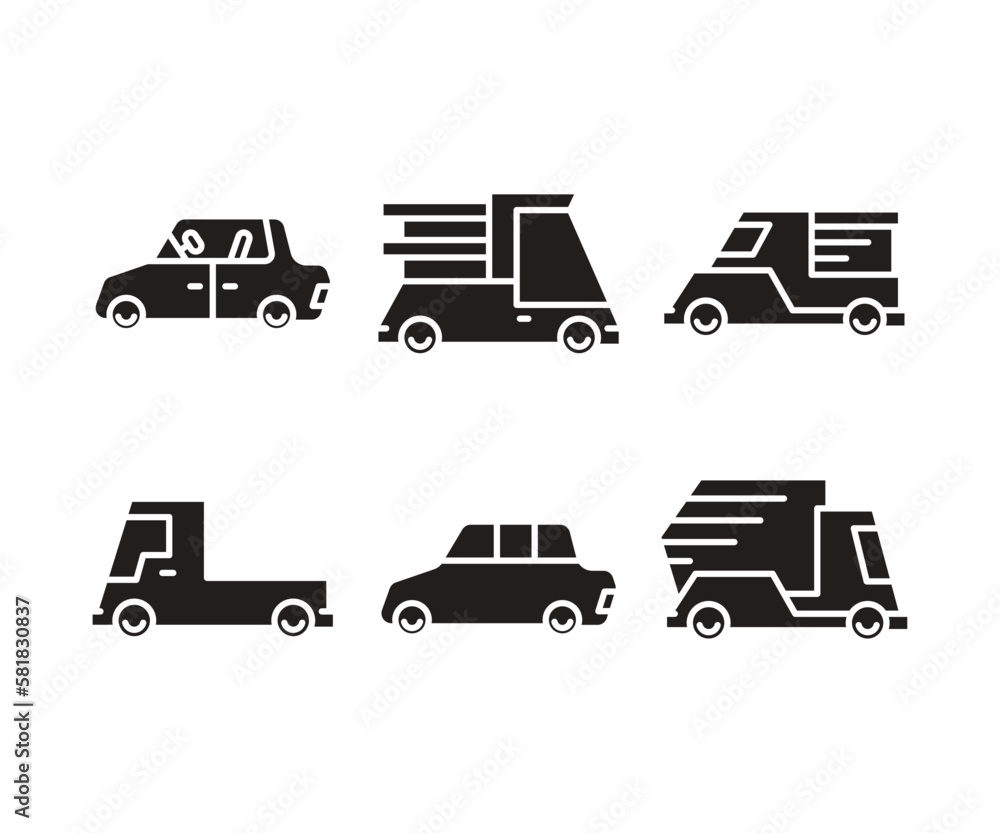 car and vehicle icons set vector illustration