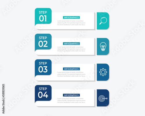 Timeline infographic design element and number options. Business concept with 4 steps.