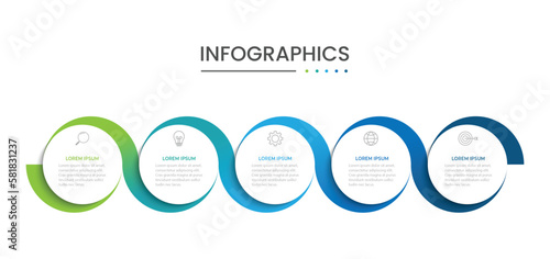 Business Infographic design template Vector with icons and 5 options or steps.