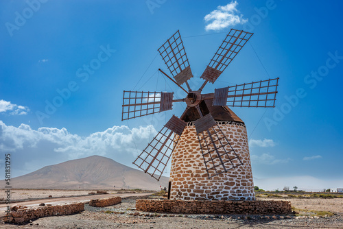 The renovated windmill Molino de Tefia on the island of Fuerteventura