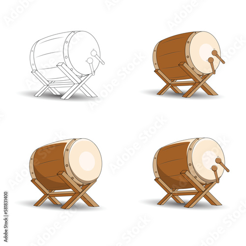 -	Mosque drum vector graphics set with various colors and stiles. flat design stile, 3d, and vector tacking, line. suitable for template designs, print designs, banners, greeting cards, etc. vector te