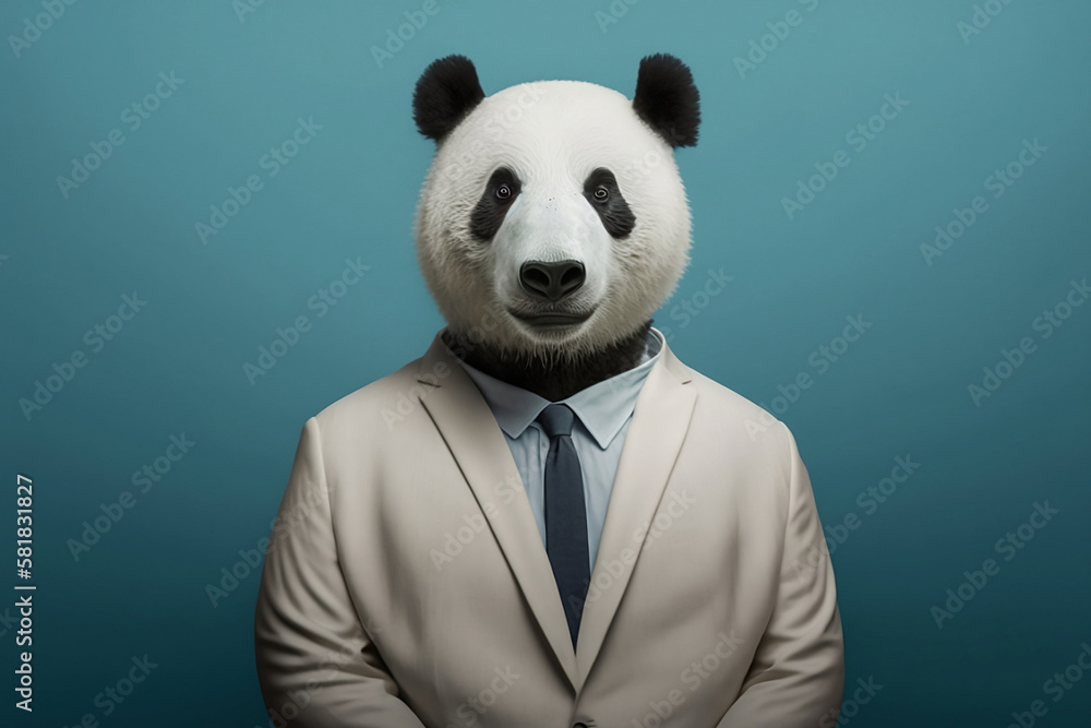 The panda in a business suit: a cuddly but capable executive, creative stock image of animals in business suit. Generative AI The panda in a business suit: a cuddly but capable executive, creative stock image of animals in business suit. Generative AI