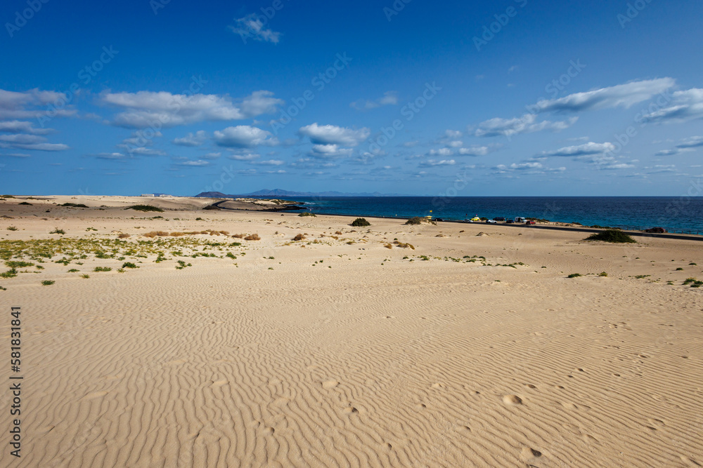 Sand dunes in the Parque Natural de Corralejo on the island of Fuerteventura