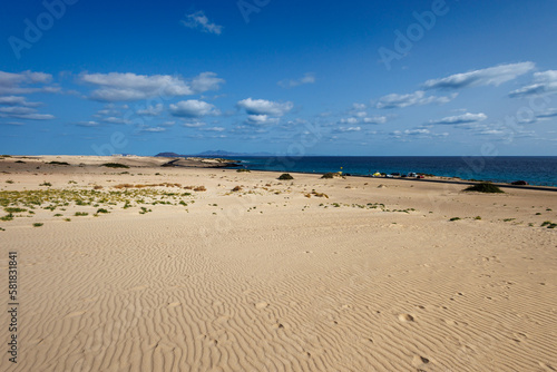 Sand dunes in the Parque Natural de Corralejo on the island of Fuerteventura