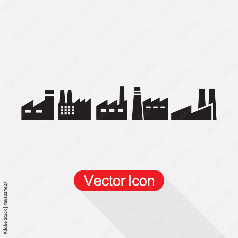 Fototapeta premium Factory Set Icon, Factory Icon Vector Illustration Eps10 