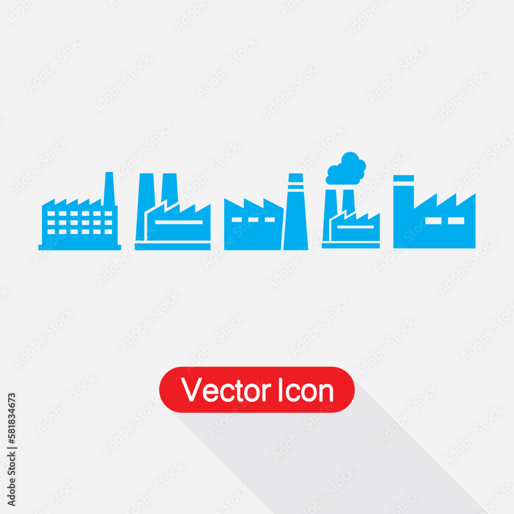 Factory Set Icon, Factory Icon Vector Illustration Eps10 