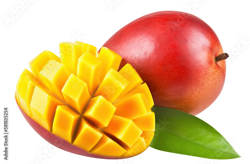 Fototapeta Delicious mango fruits cut out. Based on Generative AI
