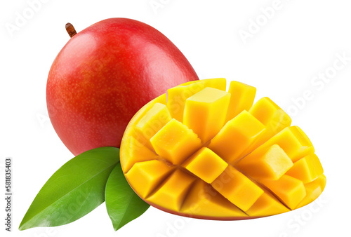 Delicious mango fruits cut out. Based on Generative AI