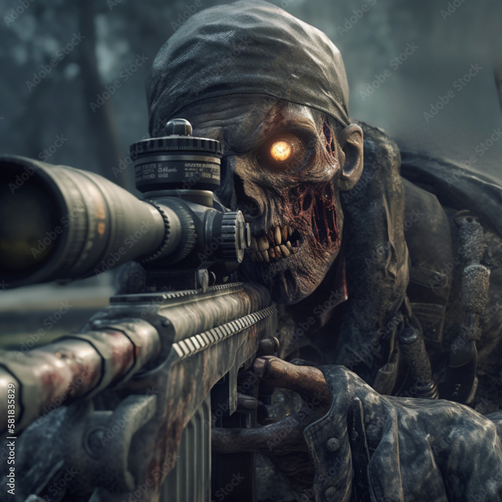 creepy zombie sniper - generative AI creepy zombie sniper - generative AI