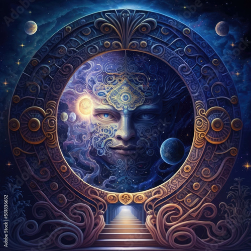 Ancient secrets and sacred wisdom are revealed in the symbolic language of the heavens a tapestry of infinite Zodiac Astrology concept. AI generation.