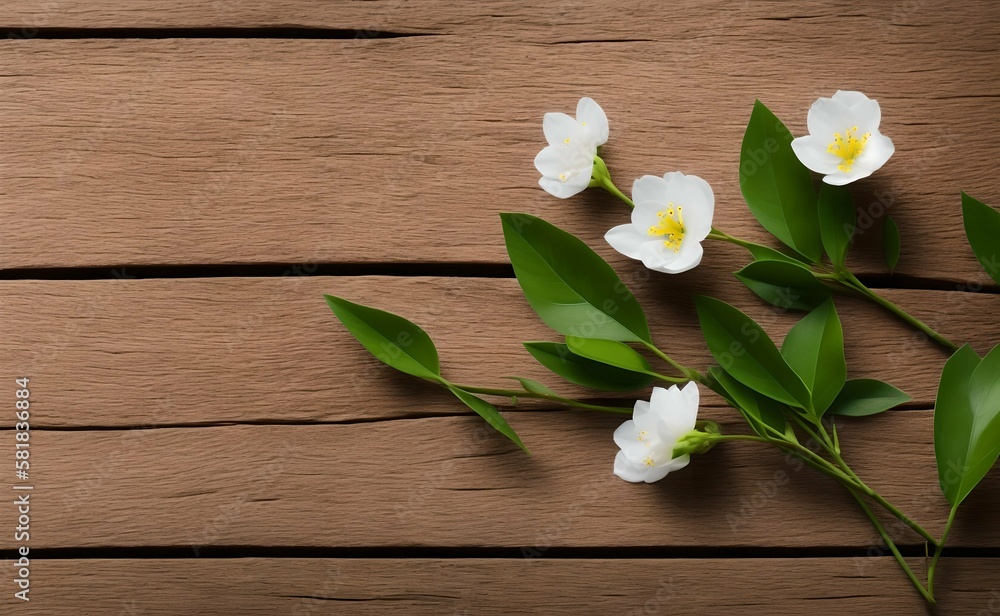blossom flowers on wooden background, Generative AI blossom flowers on wooden background, Generative AI