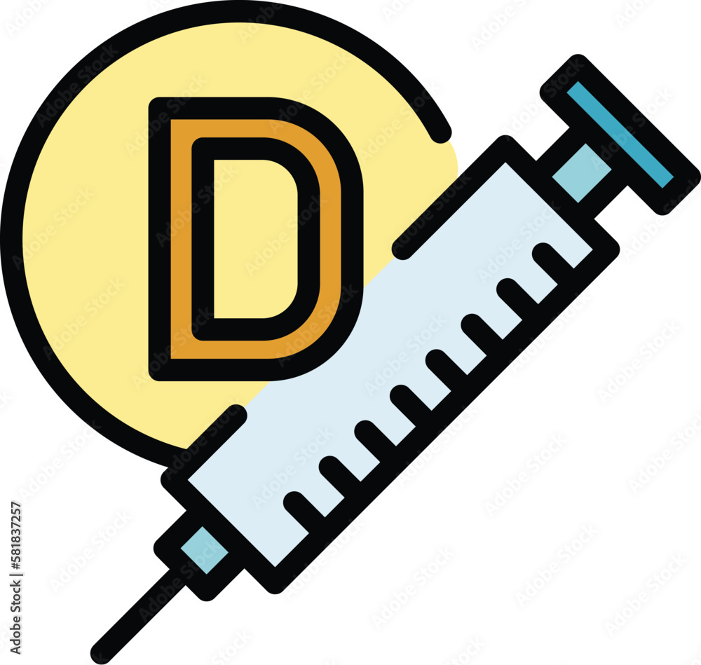 Vitamin d solution icon. Outline vitamin d solution vector icon for web design isolated on white background color flat Vitamin d solution icon. Outline vitamin d solution vector icon for web design isolated on white background color flat