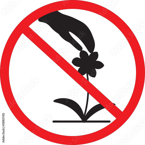Do not pick flowers sign vector