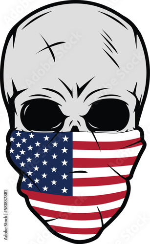 Skull american flag bandana , Skull USA Flag Mask vector illustration