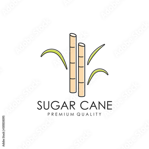 Natural Sweet Sugar Cane Plant Logo Template.