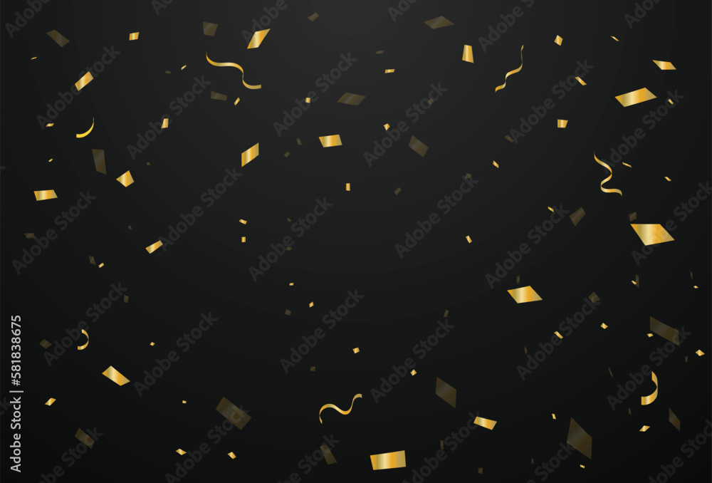 Carnival Background With Golden Tiny Confetti Falling. Celebration And Happy Birthday. Vector Illustration Carnival Background With Golden Tiny Confetti Falling. Celebration And Happy Birthday. Vector Illustration