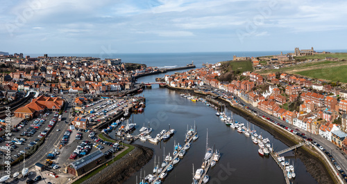 Aerial view of the Yorkshire coastal town of Whitby © teamjackson