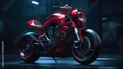 red sport motorcycle wallpaper on darck background Generative AI