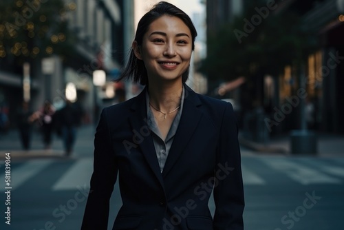 Wallpaper Mural Elegant business lady walking down the busy street, generative AI Torontodigital.ca