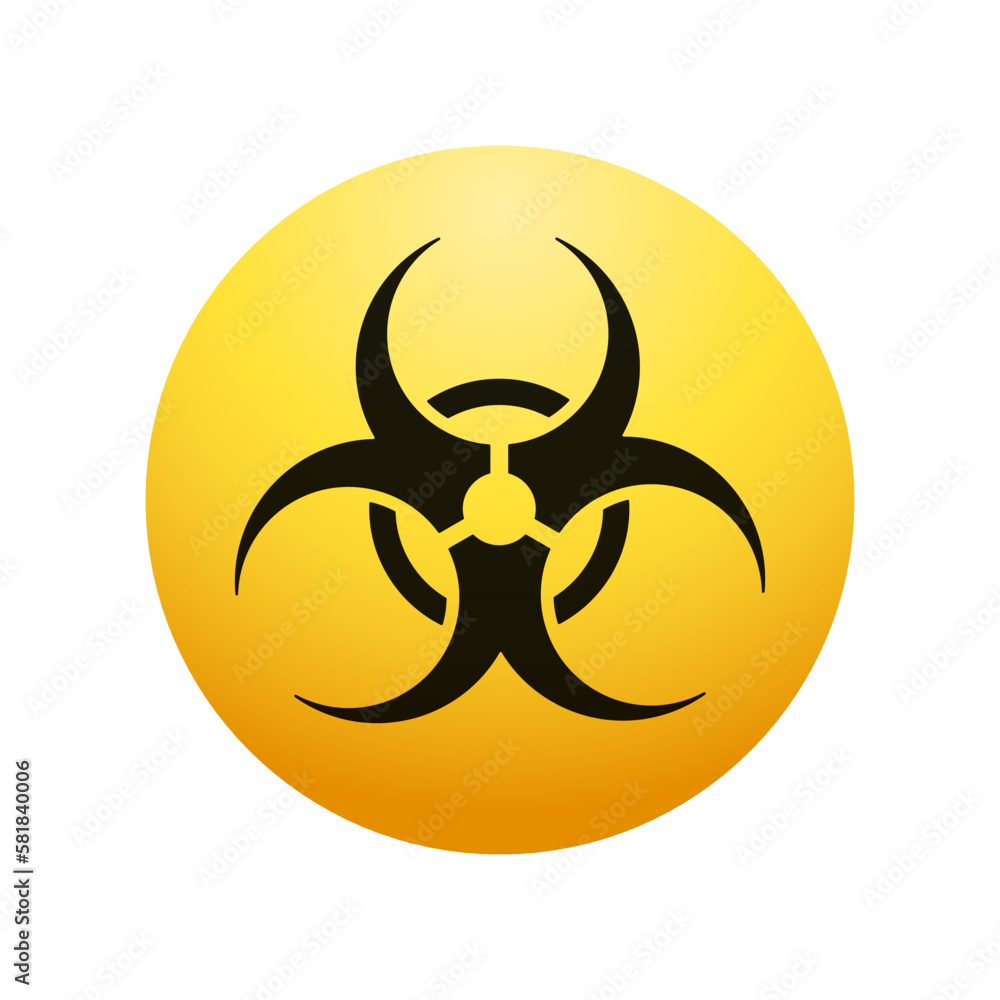 Biohazard flat icon. Black vector element on yellow background. Biohazard flat icon. Black vector element on yellow background.